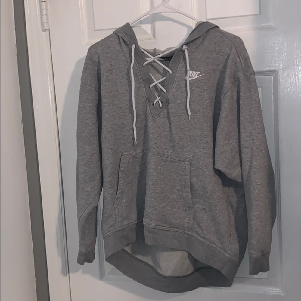 grey and white nike hoodie